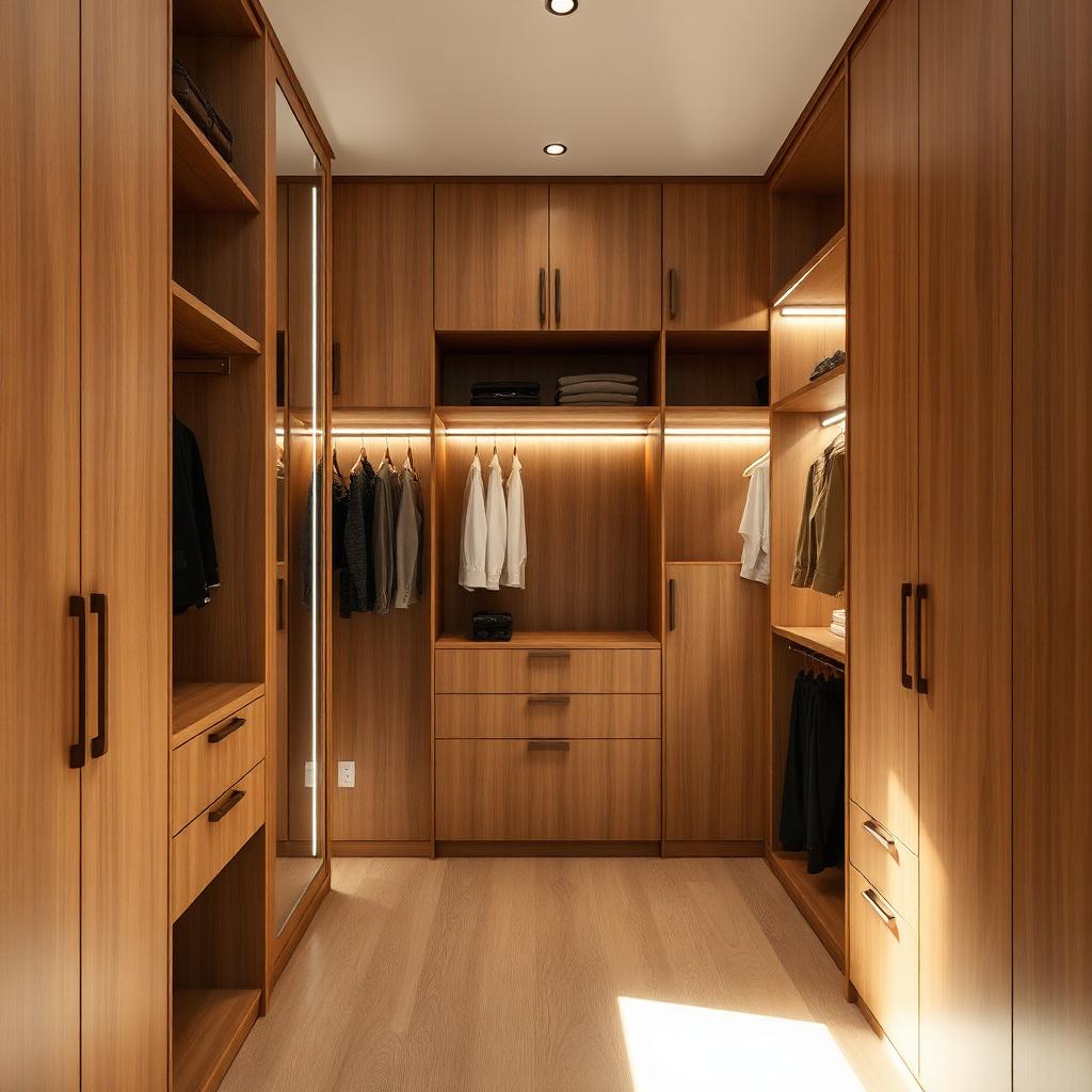 Vestidor a medida de madera iluminado con LED