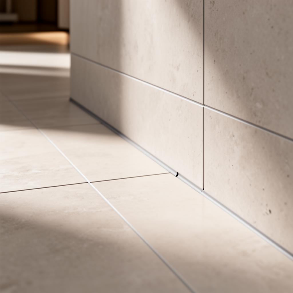 Detalle arquitectónico de chapado cerámico con líneas perfectas